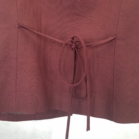 KASPER Skirt Suit Women Sz 4 Short Sleeve Jacket Burgundy Maxi Skirt Linen Lined - Picture 8 of 16